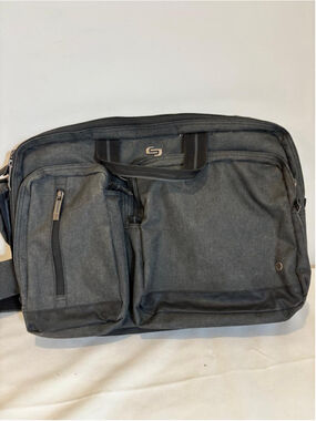Solo New York Gray Laptop Briefcase Messenger Business Travel Bag #C106